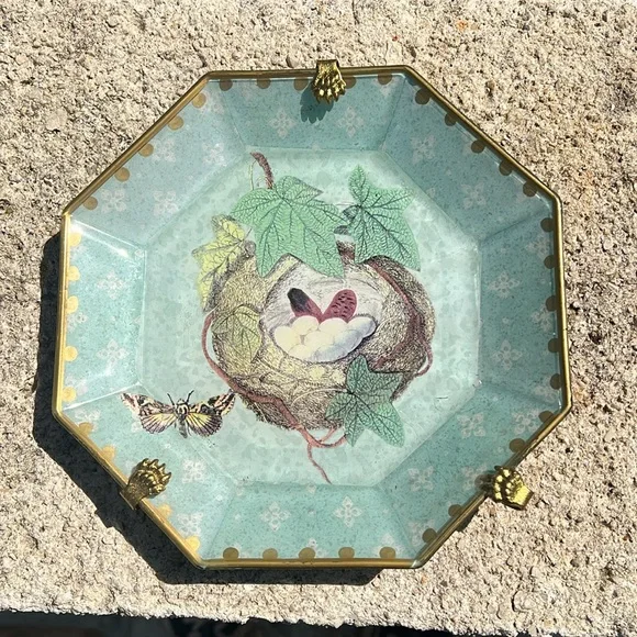 Three Charming Bird Nest Decorative Decoupage Plates